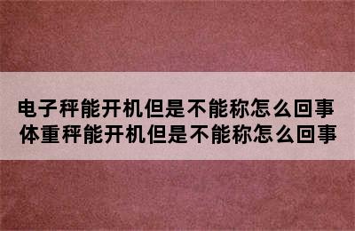 电子秤能开机但是不能称怎么回事 体重秤能开机但是不能称怎么回事